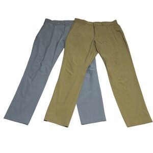 Fabletics The Only Pant Mens 33 32 Khaki Grey‎ Performance Chino Bundle 2 Pair
